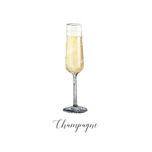 Champagne Digital Image Digital Download. JPG, PNG for Wedding Bar Sign Design, Event Signage, or Crafts. Sparkling Wine, Champagne Flute image 1
