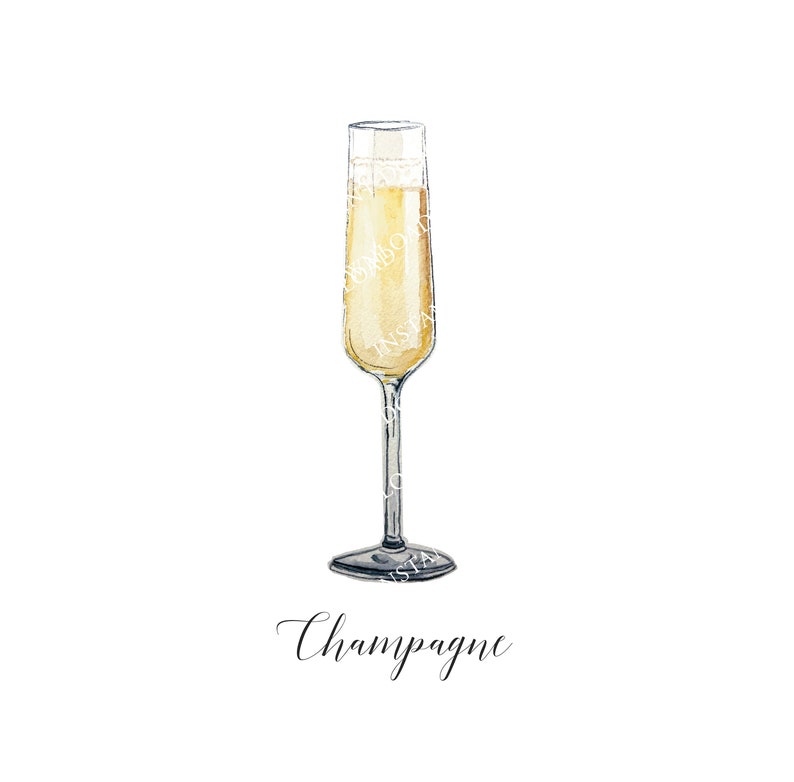 Champagne Digital Image Digital Download. JPG, PNG for Wedding Bar Sign Design, Event Signage, or Crafts. Sparkling Wine, Champagne Flute image 1