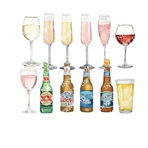 Beer and Wine Instant Download Bundle. 13 Digital Image Downloads. JPG, PNG for Wedding Bar Sign Design, Event Signage, or Crafts. DIY Bar
