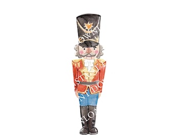 Nutcracker Instant Download. Watercolor Christmas Nutcracker. Digital PNG Image. Holiday Download for Christmas Cards, Crafts.