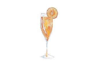 Mimosa Digital Image Digital Download. JPG, PNG for Wedding Bar Sign Design, Event Signage, or Crafts. Watercolor Cocktail with Orange Juice