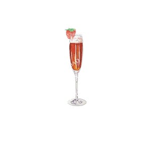 Strawberry Mimosa Digital Image Digital Download. JPG, PNG for Wedding Bar Sign Design, Event Signage, Craft. Strawberry Watercolor Cocktail