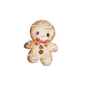 Gingerbread Man Christmas Instant Download. Gingerbread Man Watercolor Cartoon. Digital PNG Image. Holiday Download for Christmas Cards