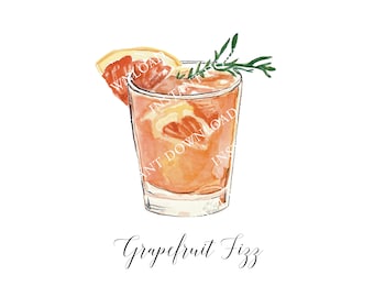 Grapefruit Fizz Digital Image Digital Download. JPG, PNG for Wedding Bar Sign Design,Event Signage. Grapefruit Gin Fizz Instant Download