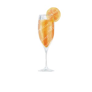 Mimosa Digital Image Digital Download. JPG, PNG for Wedding Bar Sign Design, Event Signage, or Crafts. Watercolor Cocktail with Orange Juice