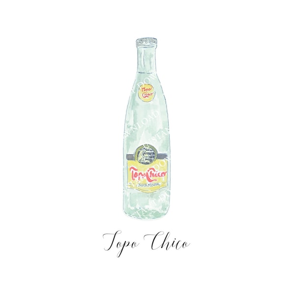 Topo Chico Digital Image Digital Download. JPG, PNG for Wedding Bar Sign Design, Event Signage, or Crafts. Sparkling Water Bottle Watercolor