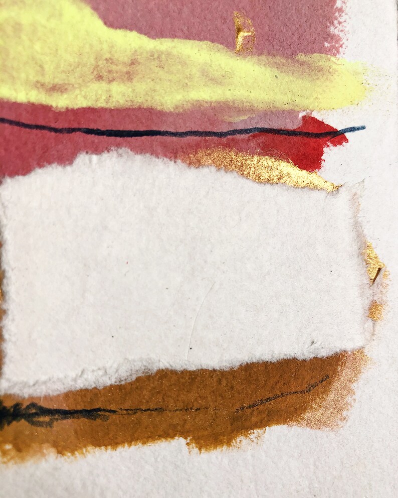 Abstract Mixed Media Landscape on Handmade Paper