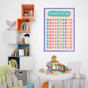 Tellen tot 100 Classroom Poster - Afdrukbare kleurrijke educatieve honderden grafiek voor basisscholen, kleuterscholen, voorschoolse klaslokalen