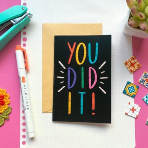 You Did It! Card - Colorful Handmade Greeting Card with Envelope - Set of 1, 5, 10, or 25 Cards