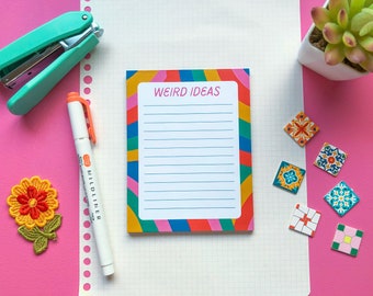 Weird Ideas Notepad - Bright Rainbow Tear-Off Notes - Colorful Handmade Stationery