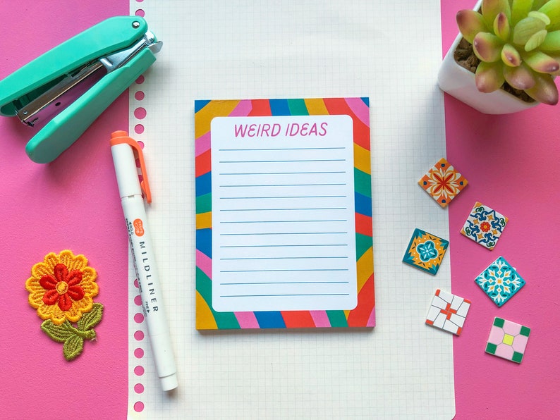 Cool Off Note Weird Ideas Notepad - Bright Rainbow Tear-off Notes - Colorful Handmade ...