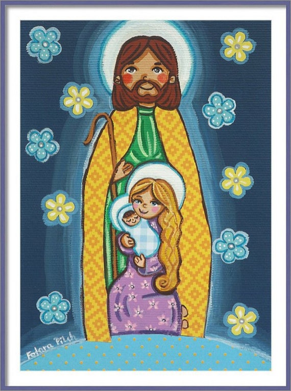 Holy Family print Folk art nativity print Nativity painting Etsy
