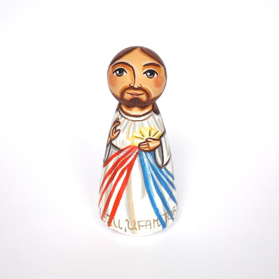 Divine Mercy Jesus doll Jesus figurine Christ Saint peg doll Etsy