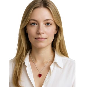 Red Murano Glass Heart Necklace: Sterling Silver or Gold Chain