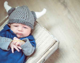 Baby Viking Hat, Viking, Viking Hat Crochet, Crochet Viking Hat, Photography Props, Kids Costume, Baby Shower Gift