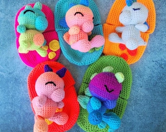 Colorful Crochet Dinosaurs in Eggs, Mystery Egg