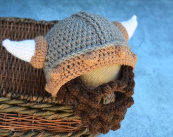 Baby Viking Hat, Viking Baby, Beard Hat, Crochet Viking Hat, Viking Helmet, Baby Beard Hat, Crochet,Baby Beard Hat, Infant Halloween Costume