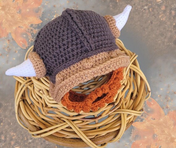 Baby Viking Hat, Viking Baby, Beard Hat, Crochet Viking Hat  display picture 1