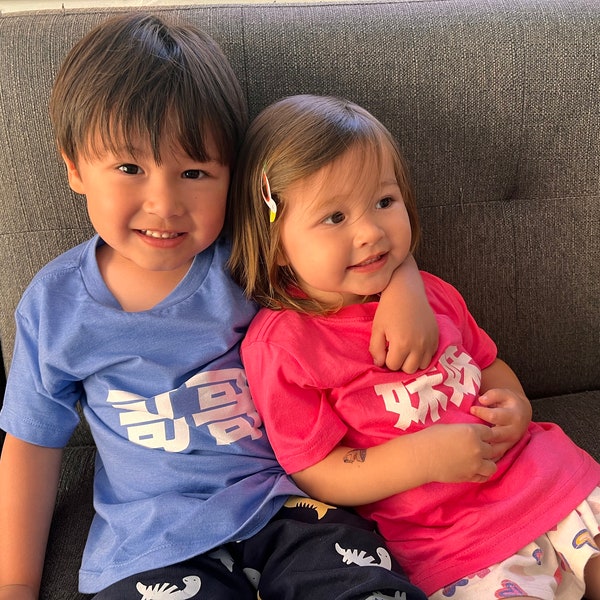 Toddler Little Sister 妹妹 Mei Mei T-Shirt | Chinese Kanji Characters Brothers