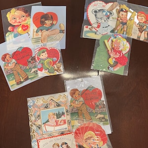 Gruppen von Vintage Valentinstag Karten Sport! Winter/Fußball, Sommer Sport, Baseball, Verkauft von Theme Ephemera