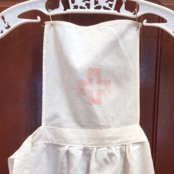 Vintage Child's  Apron, Nurse, Red Cross, Costume