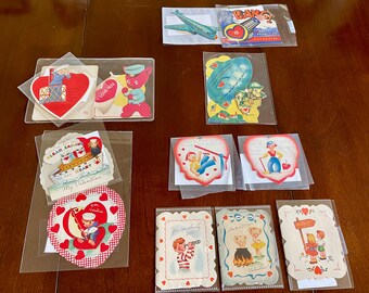 Groups of Vintage Valentine Cards WWII, Military, Patriotic, Navy, Sailors, Sold by Theme 1940s
