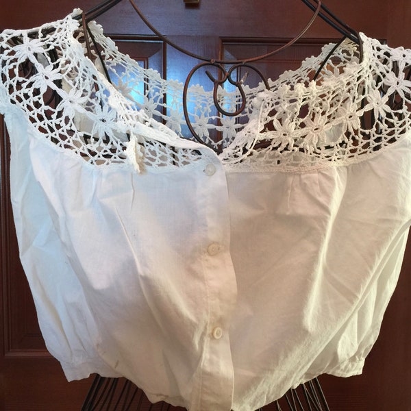 Camisole Vintage Cotton and Crochet Lingerie White Victorian Edwardian Summer Blouse