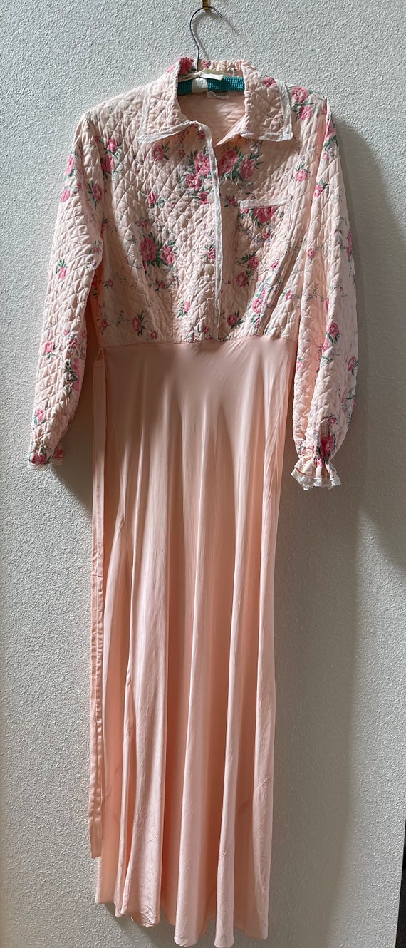 Women's Vintage Dressing Gown, Champagne Pink, Qu… - image 3