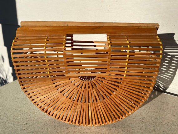 Vintage Bamboo Purse or Basket Vintage Bag Tote MCM Mod Taiwan