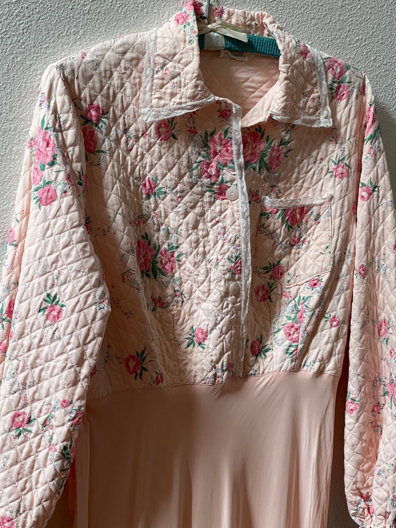 Women's Vintage Dressing Gown, Champagne Pink, Qu… - image 2