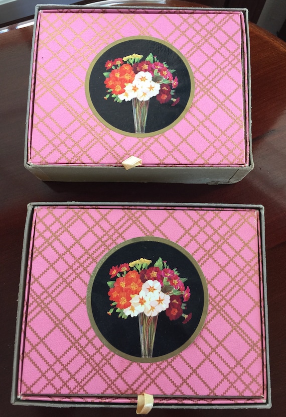 Vintage Silk Hosiery Box, "No Mend", Pink, Floral