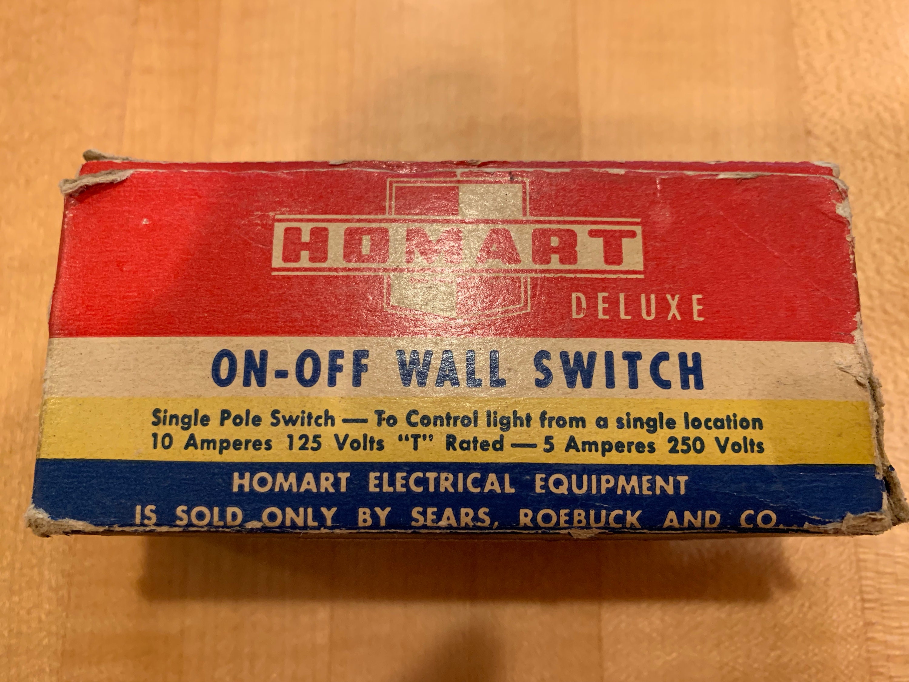 Sears Roebuck Toggle Switch in Box, Brown, Homart Deluxe