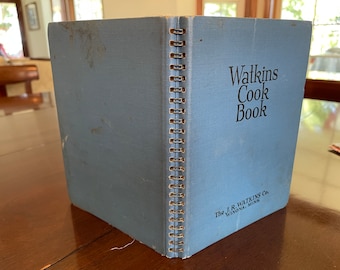 Watkins Cookbook, 1938, Vintage Blue Cover, Spiral Bound Great Resource