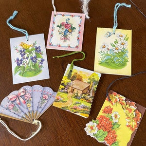 Lot of Six Vintage 1930s Bridge Tally Cards, Flowers Fan, Unused New Vintage Bridge Score Cards Ephemera