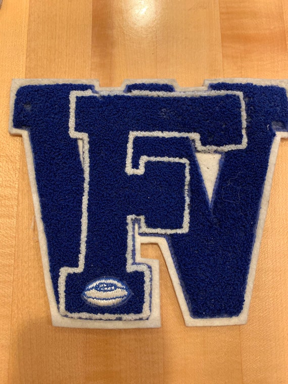 School Varsity Letter, Vintage Chenille, Blue and… - image 1