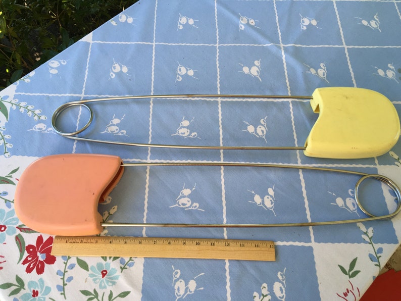 Giant Diaper Pins Pair Vintage Store Display Pink Yellow Etsy