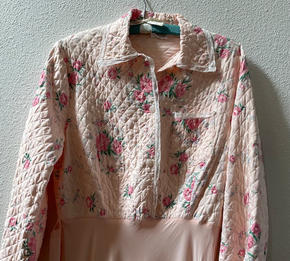 Women's Vintage Dressing Gown, Champagne Pink, Qu… - image 1