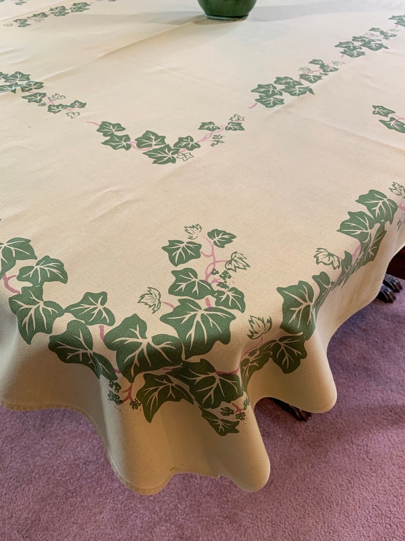 Green California Hand Prints CHP Tablecloth Ivy Vintage Etsy