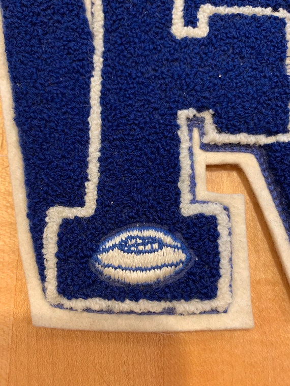 School Varsity Letter, Vintage Chenille, Blue and… - image 2