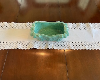 Vintage Table Runner, Long and Narrow Lace Trim All Around Linen, Piano Mantle Narrow Shelf