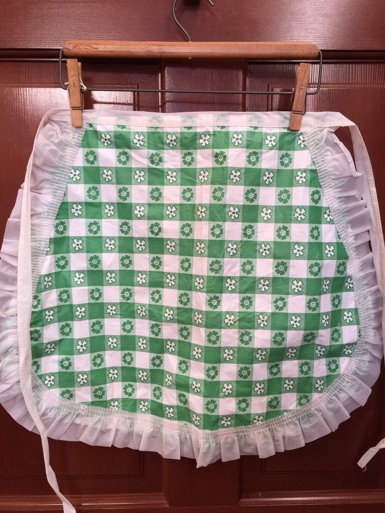 Vintage Plastic Apron Green Picnic Check/plaid Waist Style Etsy UK