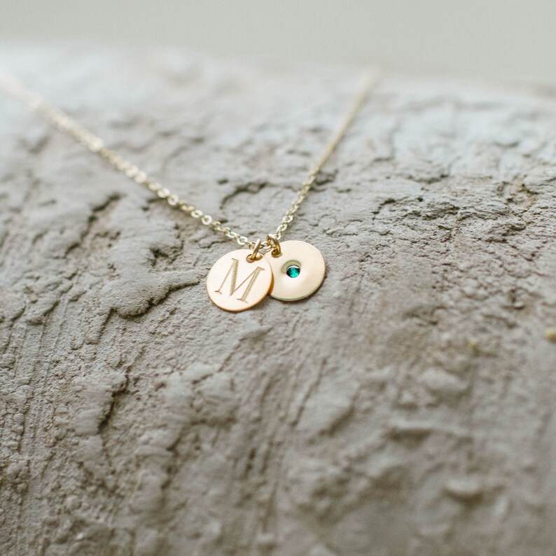 INITIAL necklace 14k tiny gold initial necklace tiny silver disc custom initial necklace small gold disc tiny gold disc Bild 8