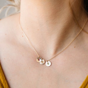 INITIAL necklace 14k tiny gold initial necklace tiny silver disc custom initial necklace small gold disc tiny gold disc Bild 5