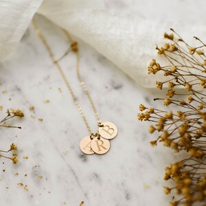 INITIAL necklace 14k tiny gold initial necklace tiny silver disc custom initial necklace small gold disc tiny gold disc Bild 9