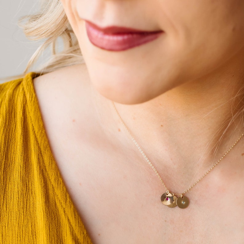 INITIAL necklace 14k tiny gold initial necklace tiny silver disc custom initial necklace small gold disc tiny gold disc Bild 7