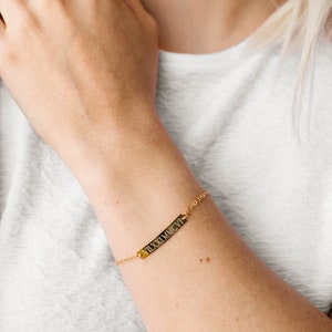 Gold Bar Bracelet, 14k Engraved Bracelet,Personalized Bracelet,Custom name Bracelet,Initial Bracelet, Name Bracelet,Monogram Bracelet image 1