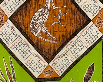 Vintage 1976 Souvenir Tea Towel Australiana Calendar