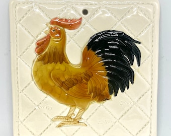 Vintage Otagiri Ceramic Rooster Trivet Japan 1982