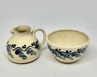 Vintage Wetheriggs Penrith Pottery England Slipware Creamer Jug and Sugar Bowl