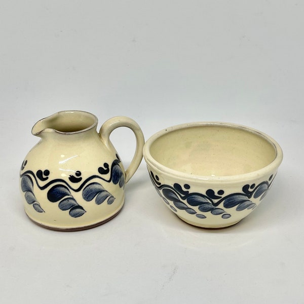 Vintage Wetheriggs Penrith Pottery England Slipware Creamer Jug and Sugar Bowl